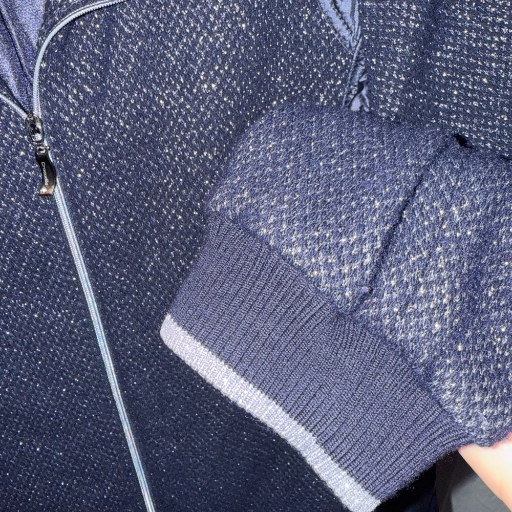 Vintage Crocodile Blue with metallic thread Zip-Up Jacket